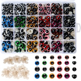 Zhenle Pack of 600 Plastic Safety Eyes and Safety Noses 6-14 mm Doll Eyes Teddy Eyes and Teddy Nose with Washers Safety Eyes for Crochet Animals, Doll, Plush Toy and Teddy Bear