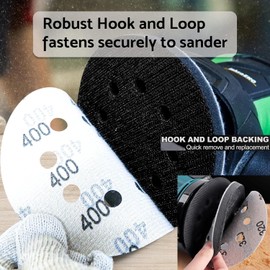 Pack of 120 Sandpaper 125 mm Velcro Wet and Dry Sanding Discs, 320 400 600 800 1000 2000 3000 Grit for Random Orbital Sanders 8 Hole Sanding Sheets for Car Metal