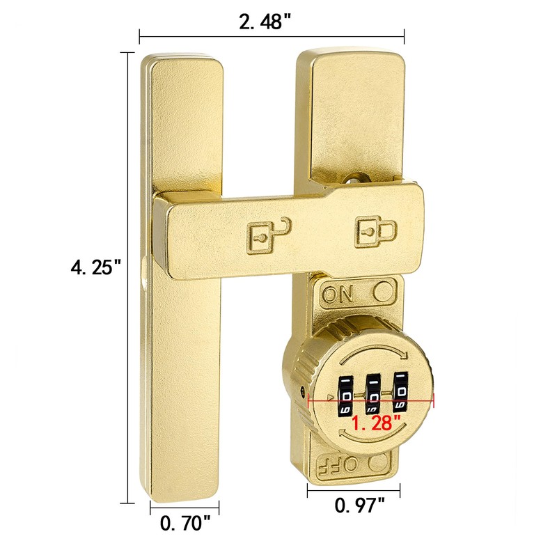 INIRET Gold 180 Degree Barn Door Lock,Mechanical Password Lock,Flip Latch