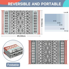 Outdoor Rugs Patio Camping Waterproof - 5x8 Plastic Straw Patio Rug Portable for Campers, Outside RVs Mat, Outdoor Area Carpet for Patios Clearance, Backyard Porch, Balcony, Picnic