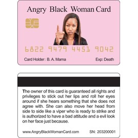 Aromabug Funny Cards, 4 Pack, Raised Numbers on Front. Serial number on back side. (Angry Black Woman Card)