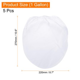 sourcing map Paint Strainer Bags 1 Gallon 10.6"x8.7" Fine Mesh Reusable Polyester Strainer with Elastic Opening for Painting, Aquarium, Lab, Agricultural, Industrial, 5Pcs