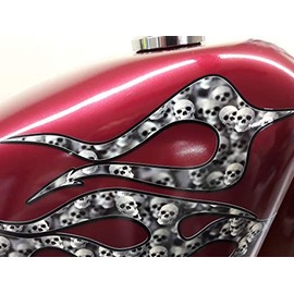 Flame Decals - Devil's Tails w/Skulls - 6pc Set for Harley Davison Sportster dyna Glide softail Honda Shadow Fury Yamaha V-Star Virago Kawasaki Vulcan Suzuki Boulevard Indian Scout