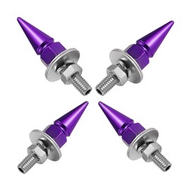 SWQS 4 PCS License Plate Screws, Spike Anti Theft Motorcycle License Plate Screws Bolts Set, Aluminum Security Fasteners Kit for Car Truck Motorcycle Plate Frames, Car Decorative Accessories (Purple)
