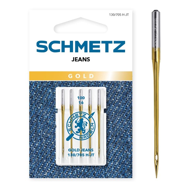 SCHMETZ Sewing Machine Needles | 5 Gold Jeans Needles |