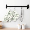 Silicone Oven Mitts and Pot Holders Sets, Home Green Leaf