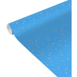 Clairefontaine 231621UNICEFC - A Roll of UNICEF Gift Paper - Poster Paper 80g - 5mx35cm (Special Small Width) - Pattern: Silver/Blue Stars - Gift Wrapping, Ideal for Small Wrappers
