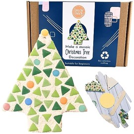 Crafty You Crafty Me - Christmas Decoration Mosaic Craft Kit Activity Gift, Make Your Own, Xmas Eve Box and Stocking Filler (Xmas Tree), Made in UK