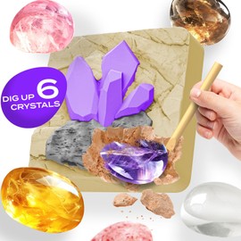 EggBox Gemstone Dig Kit – Dig Up 6 Real Gemstones and Crystals Display with Night Light，DIY Decoration Kit, Science Kits For Kids Age 6-10, Gem Digging Kit, Educational Toys Gift for Girls and Boys