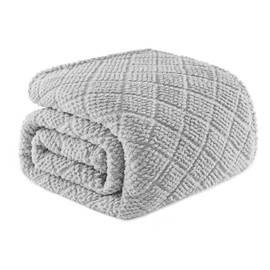 Whale Flotilla Cuddly Blanket, Soft, Warm and Fluffy Waffle Blankets for All Seasons, 150 x 200 cm, Light Grey