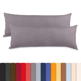 aqua-textil Classic Line Pillowcase Set of 2 40 x 200 cm Dark Grey Cotton Side Sleeper Pillow Cover Zip
