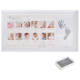 DEARBAG 12-Month Anniversary of a Newborn Baby Handprint and Footprint Photo Frame with Reusable Ink Baby Nursery Decor Unique Keepsake