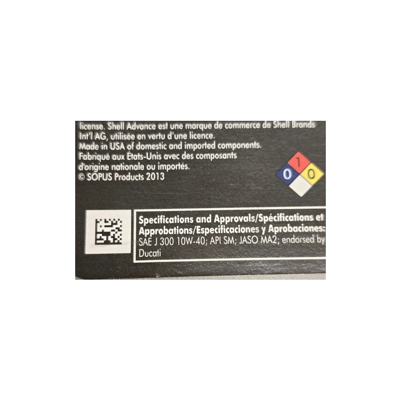 SHELL ADVANCE DUCATI DUCATI SYNTHETIC MOTOR OIL 10W40 1L GENUINE