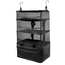 トラベルポーチ 吊り下げ 旅行 便利グッズ 圧縮 バッグ 衣類 収納 パッキング ブラック