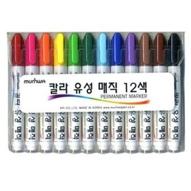 Munhwa) 12-Color Oil-based Marker Set - WAA4216 / 문화)칼라유성매직 12색세트-WAA4216