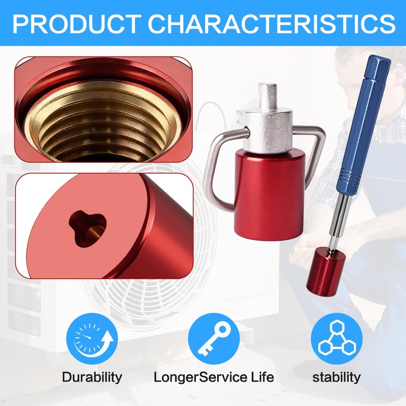 1/4" Pink Brass HVAC Locking Caps 10-Pack, Tamper-Proof Refrigerant