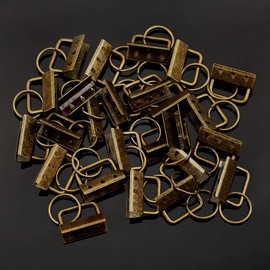 SPEEDWOX 25 Pcs Key Fob Hardware with Split Ring Webbing Antique Brass 1.25 Inch