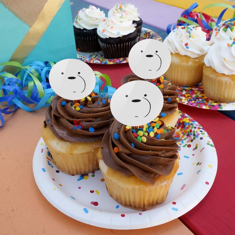 We Bare Bears Ice Bear Cupcake Picks Toppers Decoration Set
