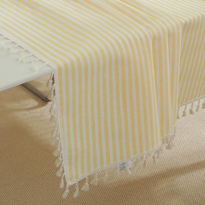 meioro Mantel Rectangular a Rayas Manteles de Mezcla de Algodón