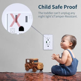 PD20W USB Outlet with LED Night Light, Electrical Wall Outlet with Type A and Type C USB Charging Ports,Tamper-Resistant Wall Outlets, Wall Plate for Phone Tablet and Cameras White (1, White)