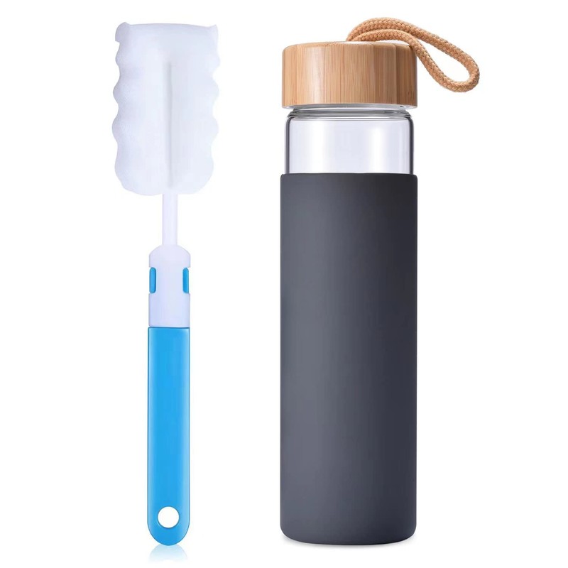 Yomious 20 Oz Borosilicate Glass Water Bottles with Silicone Sleeve