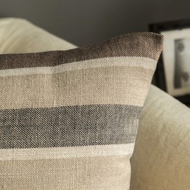 MIULEE Set of 2 Striped Cushion Covers, Linen Look, Sofa Cushion, Decorative Cushion Cover, Decorative Couch Cushion Cover for Sofa, Office, Couch, Bedroom, Living Room, 40 x 60 cm, Coffee