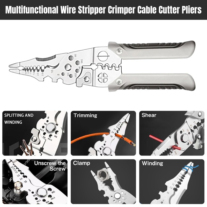 27 in 1 Multifunctional Wire Stripper Crimper Cable Cutter Pliers,Multifunctional