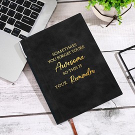 Tenare Employee Appreciation Gift A5 Leather Journal and Pen Set Inspirational Sheepskin Notebook for School Office Volunteer Coworker Colleague Christmas Thanksgiving Day Gift(Black,Sometimes)