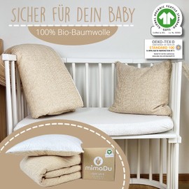 mimaDu Organic Baby Bed Linen 100 x 135 cm | Children's Bed Linen 100 x 135 cm | Children's Bed Linen 100 x 135 cm Cotton | Baby Bed Linen for Boys and Girls | GOTS and Oeko-Tex 100 Certified (Boho)