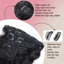 Body Wave Clip in Hair Extensions Real Human Hair 8Pcs 120g Wet and Wavy Clip Ins Full Head Seamless Remy Human Extensions for Women Double Weft Natural Black 18 Inch