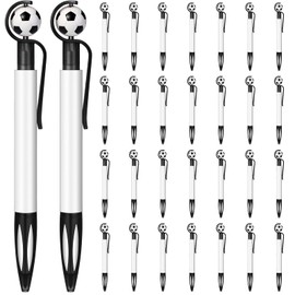 Chinco 30 Pcs Soccer Pens Bulk Soccer Shape Ballpoint Pen Football Black Ink Pens Retractable Fun Pen Soccer Pen Sport Writing Pen for Soccer Party Favor Office Supplies(Black)