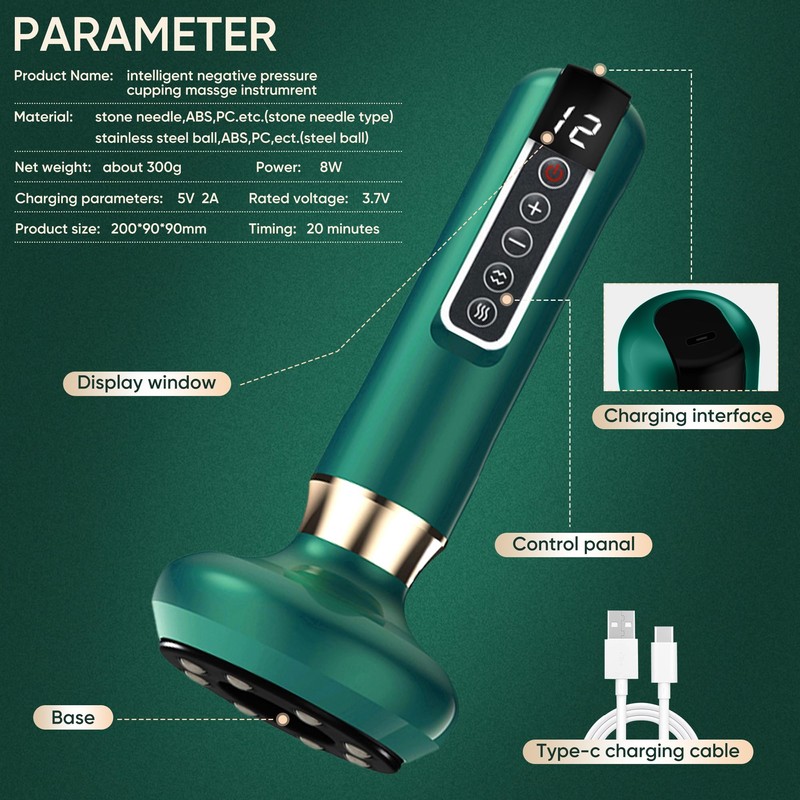 recgovt Handheld Cellulite Massager - 3 in 1 Vacuum Cupping