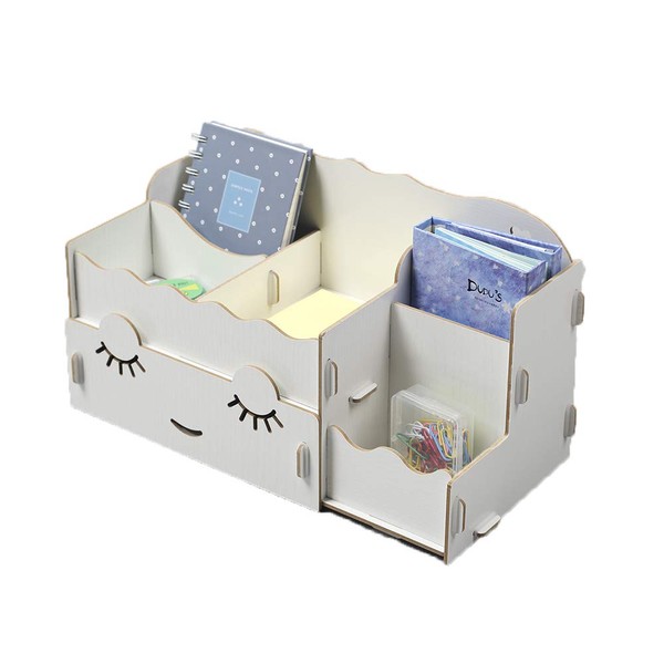 Muellery Wooden DIY Assemble Cosmetic Holder Desktop Organizer with 1