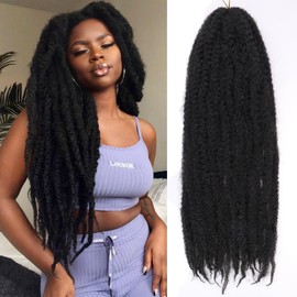 RuiYok Marley Twist Braiding Hair 8 Packs 24 Inch Marley Hair Crochet Braids Long Afro Kinky Twist Crochet Hair for Women Jumbo Marley Twists Hair Natural Synthetic Curly Braiding Hair Extensions 1B#