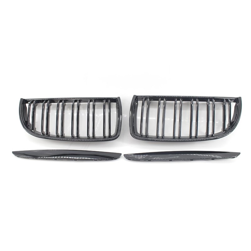 Double Bridge Radiator Grille Front Kidney Grill Grill Glossy Black