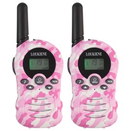 LOUKIENE LOUKIENE Walkie Talkies for Kids 22 Channels 2 Way Radio Walkie-Talkie Toy with Backlit LCD, 3 KMs Range for 3-12 Year Old Boys Girls Outside, Camping, Hiking (1 Pair, Pink)