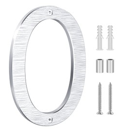 Lookopen House Number 0 Solid Aluminium Silver Height 20 cm Thickness 0.8 cm Brushed on Both Sides