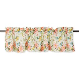 DII Window Valance Collection, 100% Cotton, Pre-Shrunk, Machine Washable, 2 Inch Curtain Rod Pocket, Single Panel, 72x14, Spring Bouquet