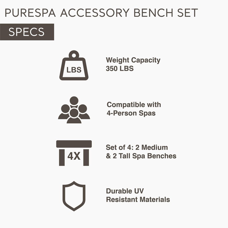 Intex Set of 4 PureSpa Benches, 2 Medium and 2
