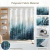 Yanutan No Hook Shower Curtain,Teal Forest Double-Layered Shower Curtain with