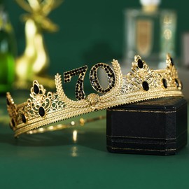 TITIKADI 70TH Birthday King Crown and Birthday King Sash,70TH Birthday Gifts for Men. Birthday Party Decoration for Men(Gold)
