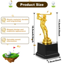 4 Pack Golf Trophy 6.7 x 3 Inch Gold Golfer Award Trophy Bulk Plastic Golfing Cup for Adults Reward Party Prop Golf Tournaments Competitions