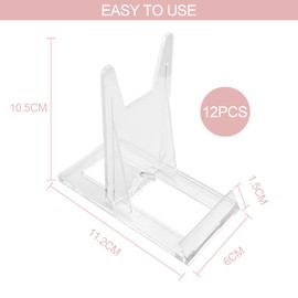 Dorglix 12 Stück Tellerständer, Tellerhalter, Kunststoff Aufsteller, Bilderständer Verstellbar Dekotellerhalter, Transparent Display Ständer, Dekoteller Halterung, für Bücher/Bilderrahmen/CD/Handy
