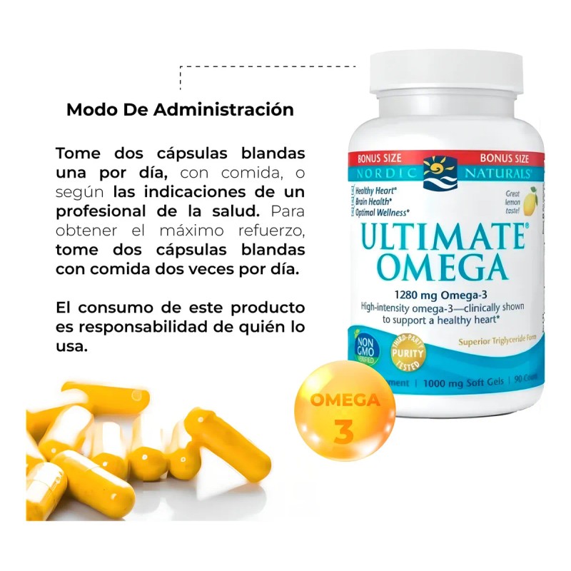 Ultimate Omega-3 Nordic Naturals 1280 Mg Sabor Limón 90 Caps