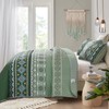 WONGS BEDDING Green Quilt Set Queen Size,3 Pieces Boho Bedspread