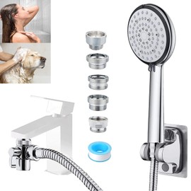 MOSELNY Sink Sprayer Attachment for Faucet,6 Mode Shower Head,Extension Sink Hose Sprayer for Shower,Pet Washing,Bathtub,Kitchen Faucet, Garden Rinse,Utility Laundry Tub