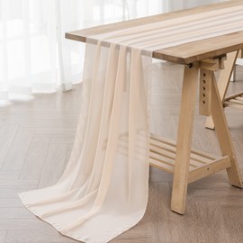 flohar 1Pack 9ft Chiffon Table Runner 14x108 Inch Sheer Romantic Table Runner for Wedding Birthday Party Bridal Shower Outdoor Decoration-Peach
