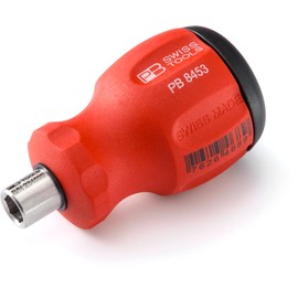 PB Swiss Tools Stubby Screwdriver PB 8453 | 100% Swiss Made | Small Screwdriver with Bits in the Handle, Size Slot 3, PH1/PH2, T15/T20/T25 and Magnetic Tip for General Screwdriving Work