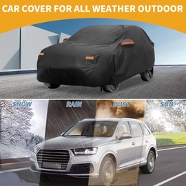 Partuto All-Weather Waterproof Car Cover - UV-Resistant Outdoor Full Exterior Protection for Kia E-NIRO 190T-PU Black with Right Side Zipper