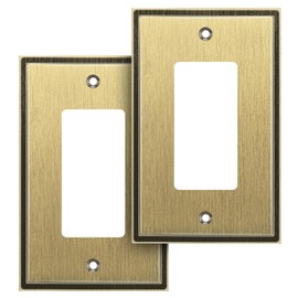 Henne Bery Soft Modern Decorative Wall Plate Switch Plate Outlet Cover (Single Decorator 2PK, Antique Brass)